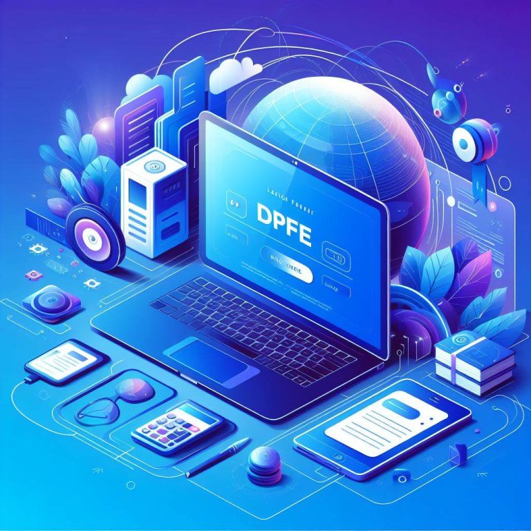 Illustration of a laptop showing the DPFE Microsoft Dynamics 365 Business Central dashboard